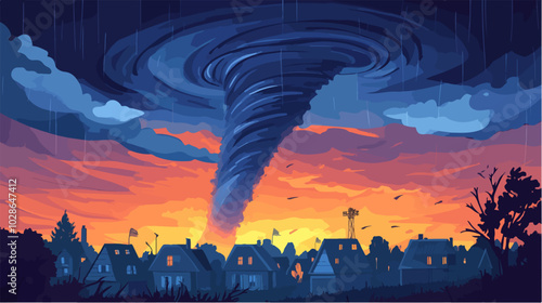 Illustration Tornado. Storm. Typhoon. Twister. Natural phenomenon. Disaster.