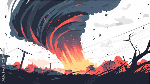Illustration Tornado. Storm. Typhoon. Twister. Natural phenomenon. Disaster.