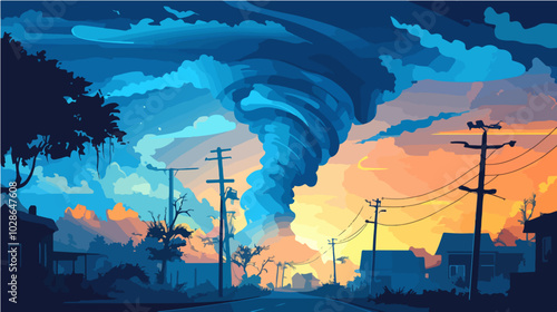 Illustration Tornado. Storm. Typhoon. Twister. Natural phenomenon. Disaster.