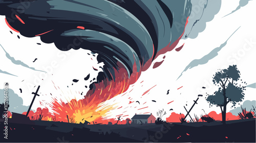 Illustration Tornado. Storm. Typhoon. Twister. Natural phenomenon. Disaster.
