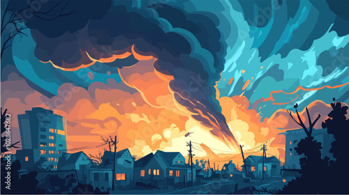 Illustration Tornado. Storm. Typhoon. Twister. Natural phenomenon. Disaster.