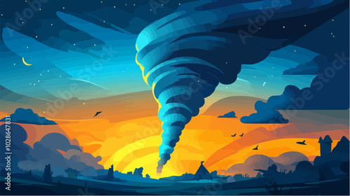 Illustration Tornado. Storm. Typhoon. Twister. Natural phenomenon. Disaster.