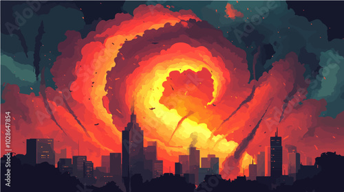 Illustration Tornado. Storm. Typhoon. Twister. Natural phenomenon. Disaster.