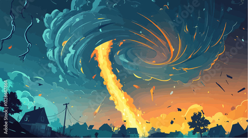 Illustration Tornado. Storm. Typhoon. Twister. Natural phenomenon. Disaster.