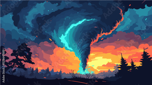 Illustration Tornado. Storm. Typhoon. Twister. Natural phenomenon. Disaster.