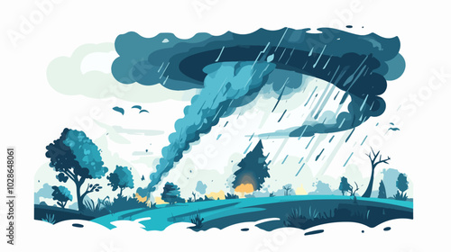 Illustration Tornado. Storm. Typhoon. Twister. Natural phenomenon. Disaster.