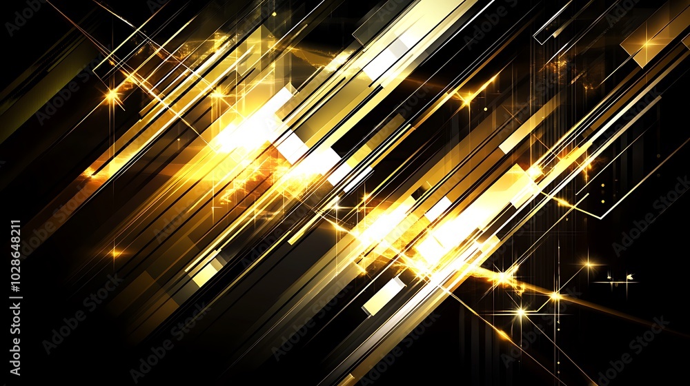 Abstract background with diagonal golden lines and sparkling lights. Abstract background with diagonal golden lines and sparkling lights.