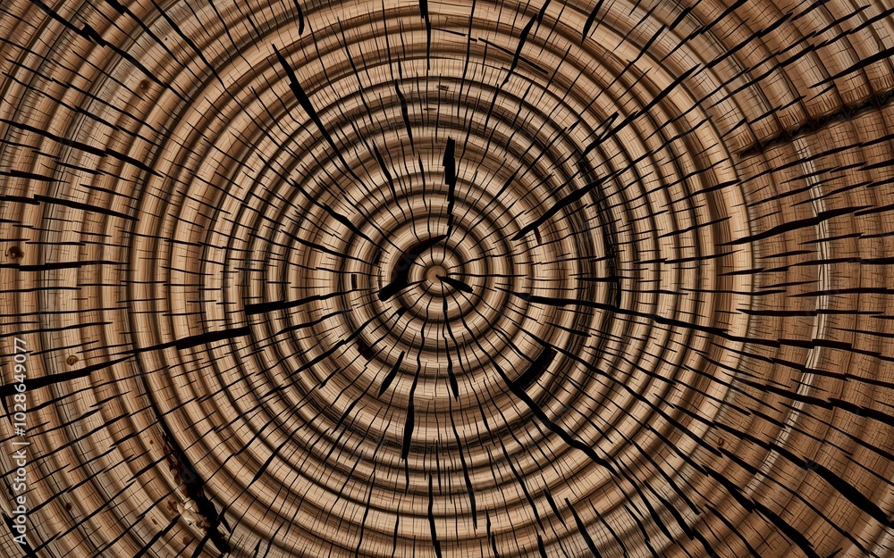 Naklejka premium Tree Trunk Close Up Cross-Section Spiral Circle Brown Black 