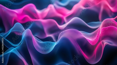 Abstract background with flowing lines in pink and blue.