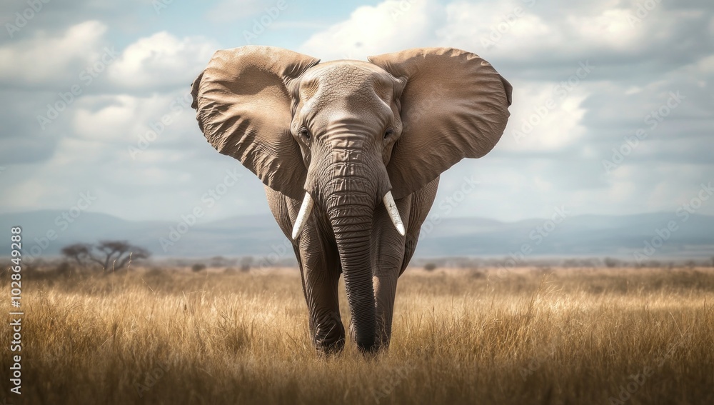 Fototapeta premium African Elephant in Grassland
