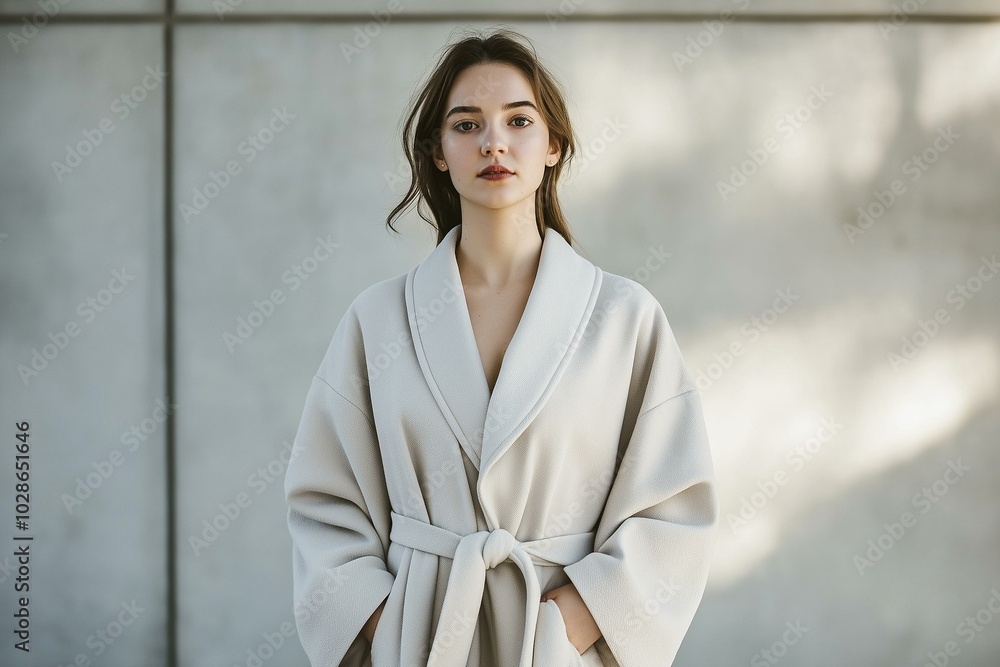 Elegant Portrait of a Young Woman in a Stylish Overcoat