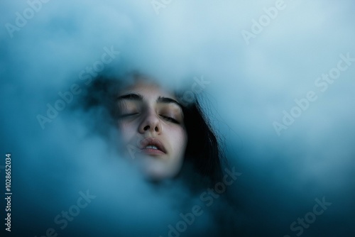 Enigmatic Portrait of a Woman Shrouded in Mist