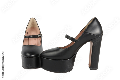 black woman shoes isolated on white  photo