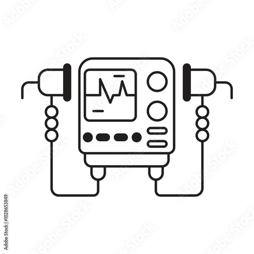 Defibrillator medical device icon vector on white background