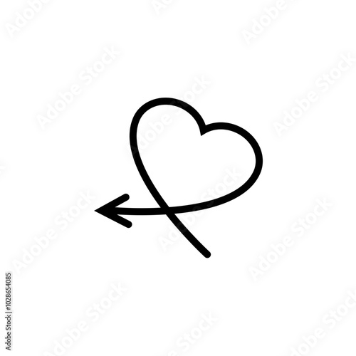 Arrow in the shape of a heart symbol.