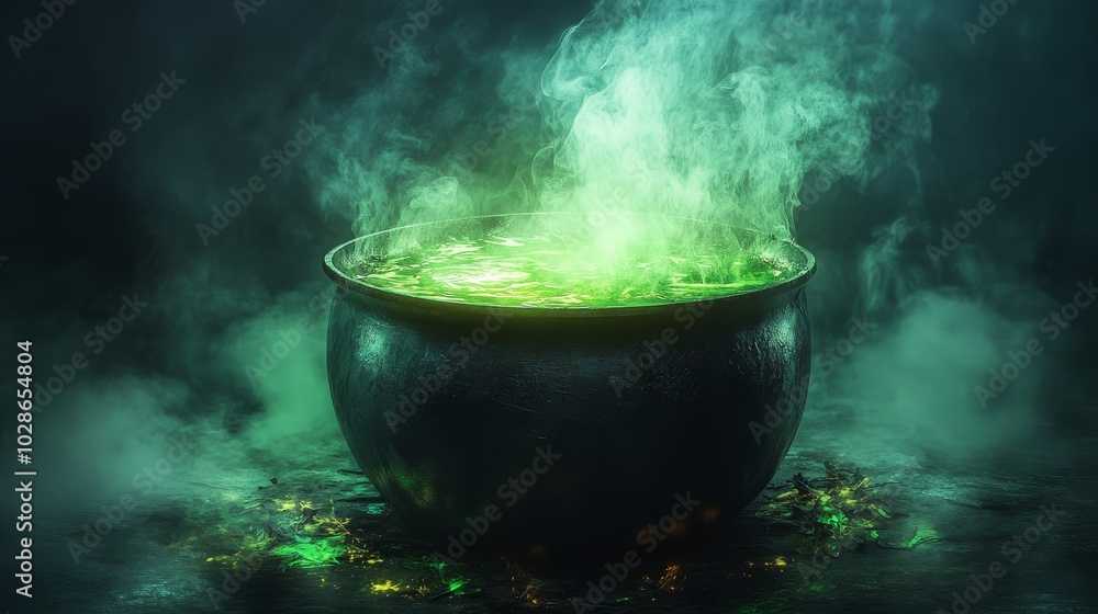 toxic witch cauldron Mysterious Cauldron with Boiling Green Liquid Smoke toxic witch cauldron Mysterious Cauldron with Boiling Green Liquid Smoke