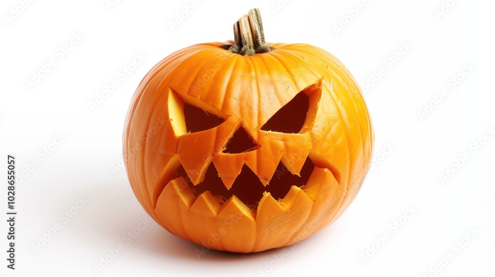 A Carved Pumpkin with an Angry Facial Expression A Carved Pumpkin with an Angry Facial Expression