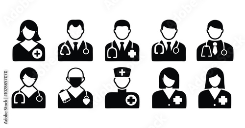 Medical and Healthcare Icons Set - Black and White Silhouette Collection