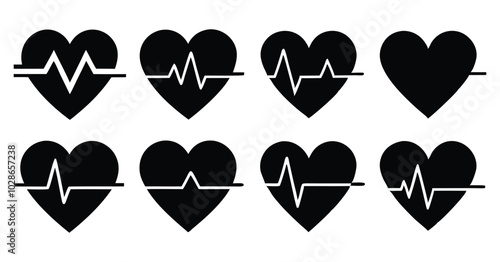 Medical and Healthcare Icons Set - Black and White Silhouette Collection