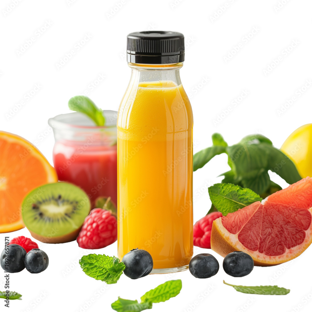 Fruits and juice isolated on transparent background Fruits and juice isolated on transparent background