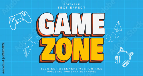 Editable text style effect - Game Zone text style theme.