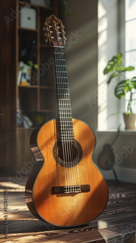 Acoustic guitar, 4K hyperrealistic photo