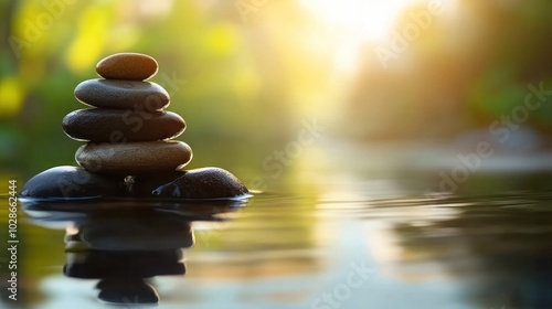 A soothing guided meditation session, with a calming voice leading relaxation in a serene setting