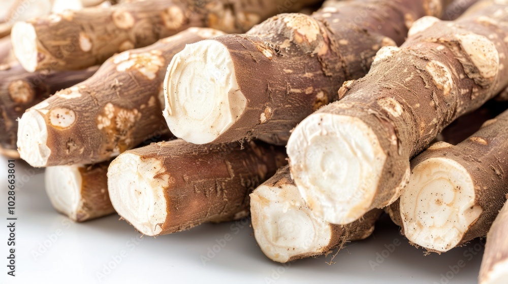 Close-up of Brown and White Cassava Roots Close-up of Brown and White Cassava Roots