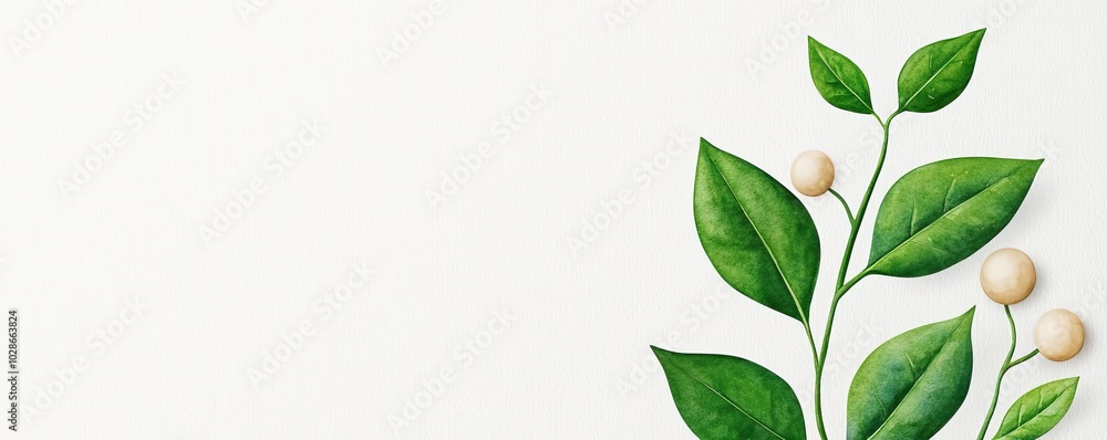 Leafy branch with berries on white isolated background. Leafy branch with berries on white isolated background.