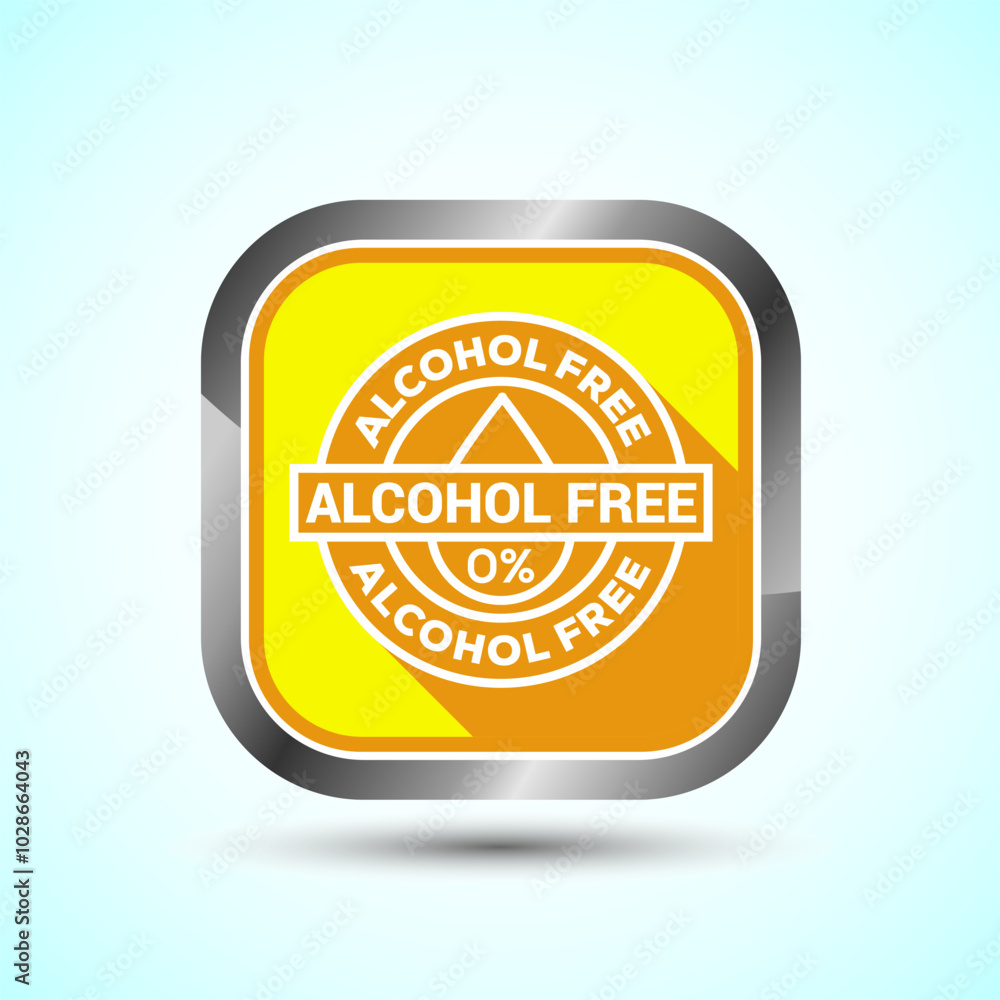Alcohol Free Icon Design Illustration, No Alcohol Sign, Yellow Shadow Button Design Alcohol Free Icon Design Illustration, No Alcohol Sign, Yellow Shadow Button Design