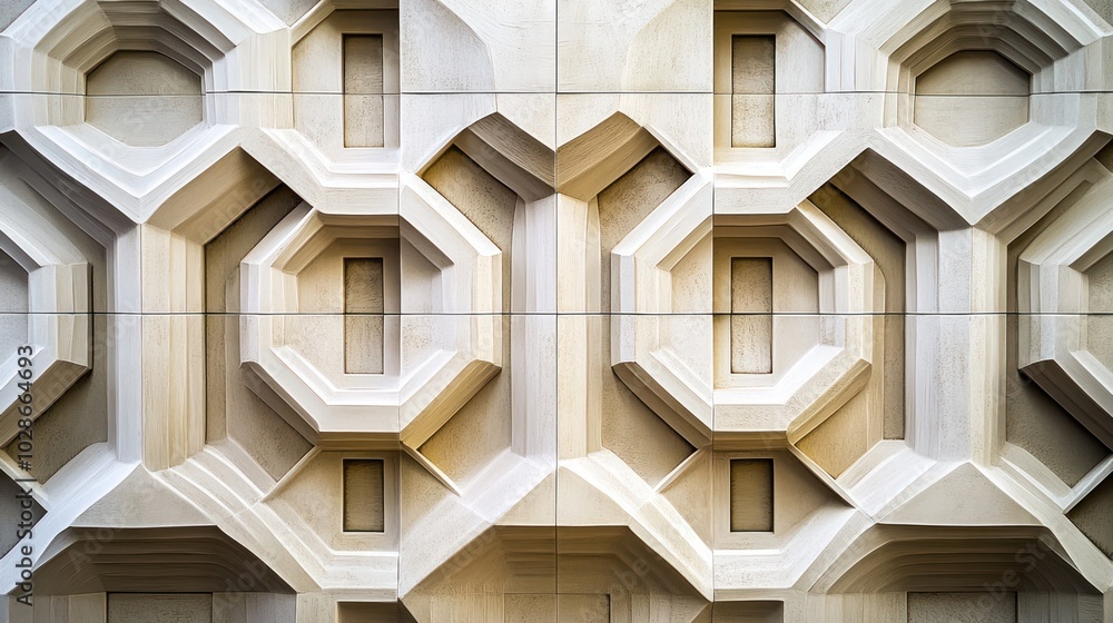 Fototapeta premium Intricate geometric patterns with clean lines and symmetry, creating a modern and visually captivating design