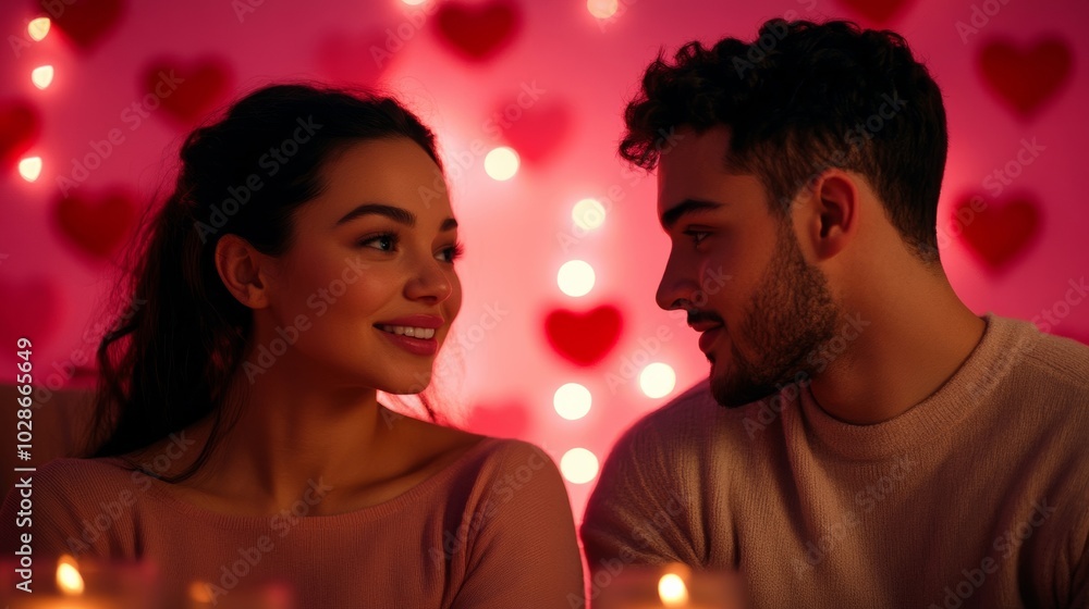 A woman using crutches being surprised with a romantic dinner setup by her partner, with soft pink Valentine’s decorations and candles all around A woman using crutches being surprised with a romantic dinner setup by her partner, with soft pink Valentine’s decorations and candles all around