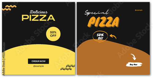 Modern Delicious Pizza perfect for restaurants and food businesses, Social Media Post Template