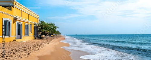 The tranquil beaches of Pondicherry with French colonial architecture