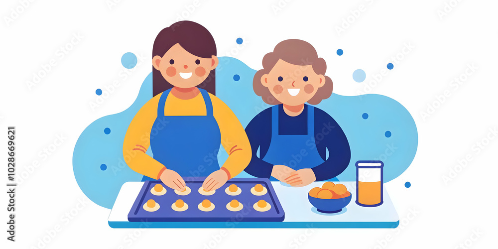 Delightful Generational Bond: Teenage Daughter and Elderly Mother Baking Cookies in Bright Kitchen ? Culinary Traditions and Sweet Moments Captured in Photo Stock Delightful Generational Bond: Teenage Daughter and Elderly Mother Baking Cookies in Bright Kitchen ? Culinary Traditions and Sweet Moments Captured in Photo Stock