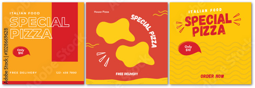 Yellow & Red Special Pizza Italian Social Media Post Template