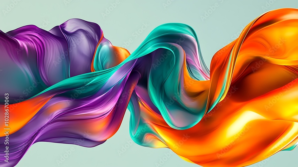Obraz premium Abstract colorful flowing fabric in a vibrant swirl.