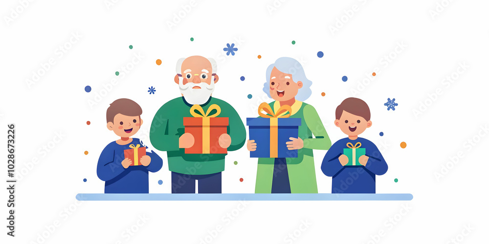 Candid Image of Grandparents Surprising Grandchildren with Gifts on Porch ? Joyful Expressions and Smiles Captured in Heartwarming Family Moment, Perfect for Holiday Ads and Gift Promotions. Candid Image of Grandparents Surprising Grandchildren with Gifts on Porch ? Joyful Expressions and Smiles Captured in Heartwarming Family Moment, Perfect for Holiday Ads and Gift Promotions.