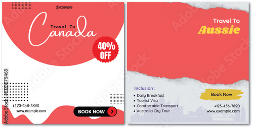 Dream vacation tour and travel agency social media post template, adventure banner social media post and media social story or web banner template.