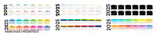 Calendar for 2025 isolated on a white background
