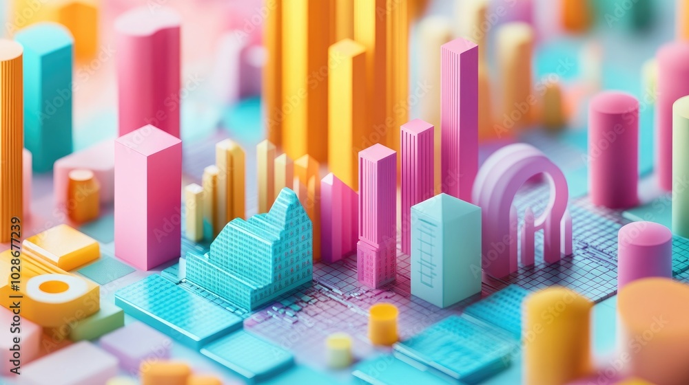 Colorful 3D Financial Visualization Concept Colorful 3D Financial Visualization Concept