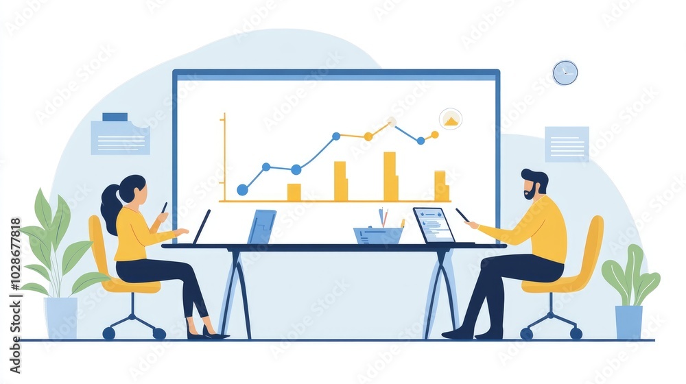 Obraz premium Collaborative Creative Workspace Illustration