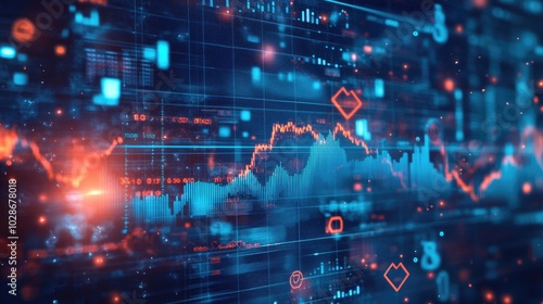 Digital Display of Upward Trending Line Graph