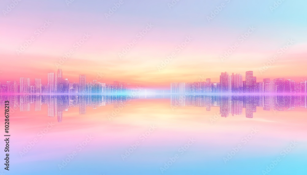 Fototapeta premium Cityscape with colorful light reflection