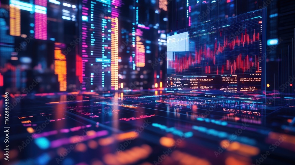 Obraz premium Dynamic 3D Visualization of Stock Exchange Data