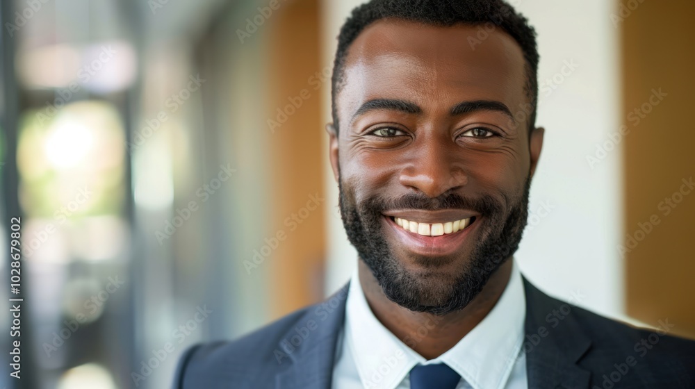 A Portrait of a Smiling African-American Man in a Suit A Portrait of a Smiling African-American Man in a Suit