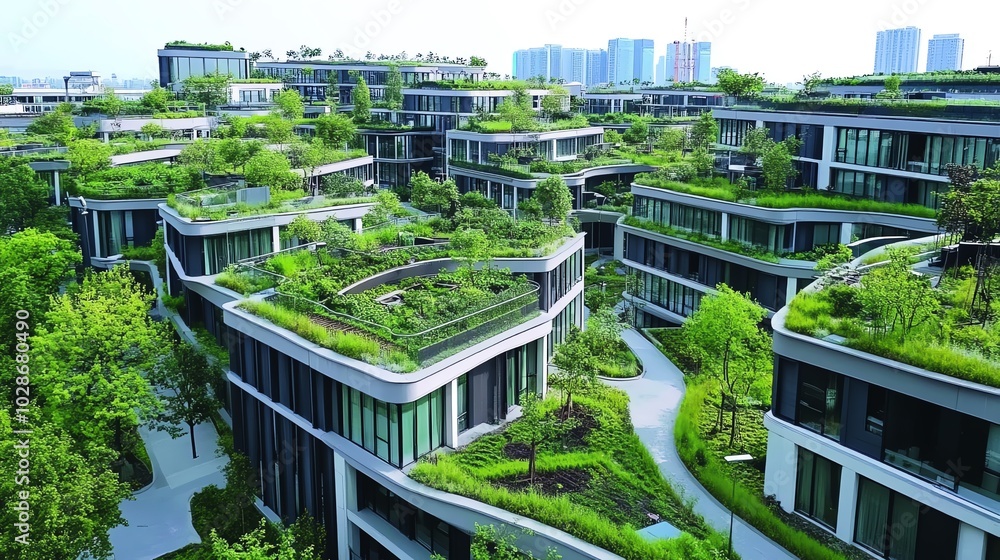 15 An ecofriendly business district with rooftop gardens, waste sorting stations, and bike paths through green corridors 15 An ecofriendly business district with rooftop gardens, waste sorting stations, and bike paths through green corridors