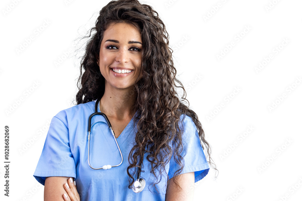 © Dragana Gordic - Smiling Healthcare Professional in Blue Scrubs with Stethoscope © Dragana Gordic - Smiling Healthcare Professional in Blue Scrubs with Stethoscope