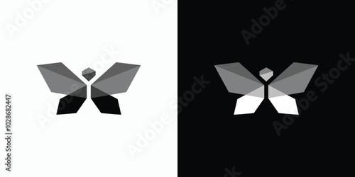 Geometric polygonal butterfly shape vector logo design with modern, simple, clean and abstract style. Icon for business, beauty and personal branding.