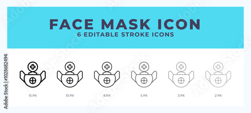 Face mask icon symbol. Logo illustration thin line. Bold line vector icons. Editable stroke